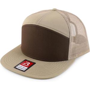 imageTrendy Apparel Shop Structured High Profile 7 Panel Flat Bill Mesh Back Snapback CapBrown Khaki
