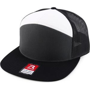 imageTrendy Apparel Shop Structured High Profile 7 Panel Flat Bill Mesh Back Snapback CapCharcoal White Black