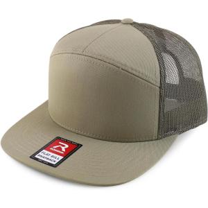 imageTrendy Apparel Shop Structured High Profile 7 Panel Flat Bill Mesh Back Snapback CapKhaki Loden