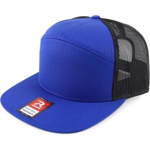 imageTrendy Apparel Shop Structured High Profile 7 Panel Flat Bill Mesh Back Snapback CapRoyal Black