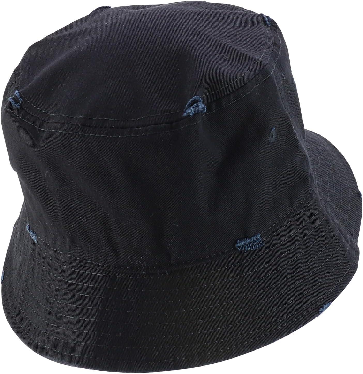 imageTrendy Apparel Shop Pigment Dyed Cotton Distressed Vintage Short Brim Bucket HatBlack