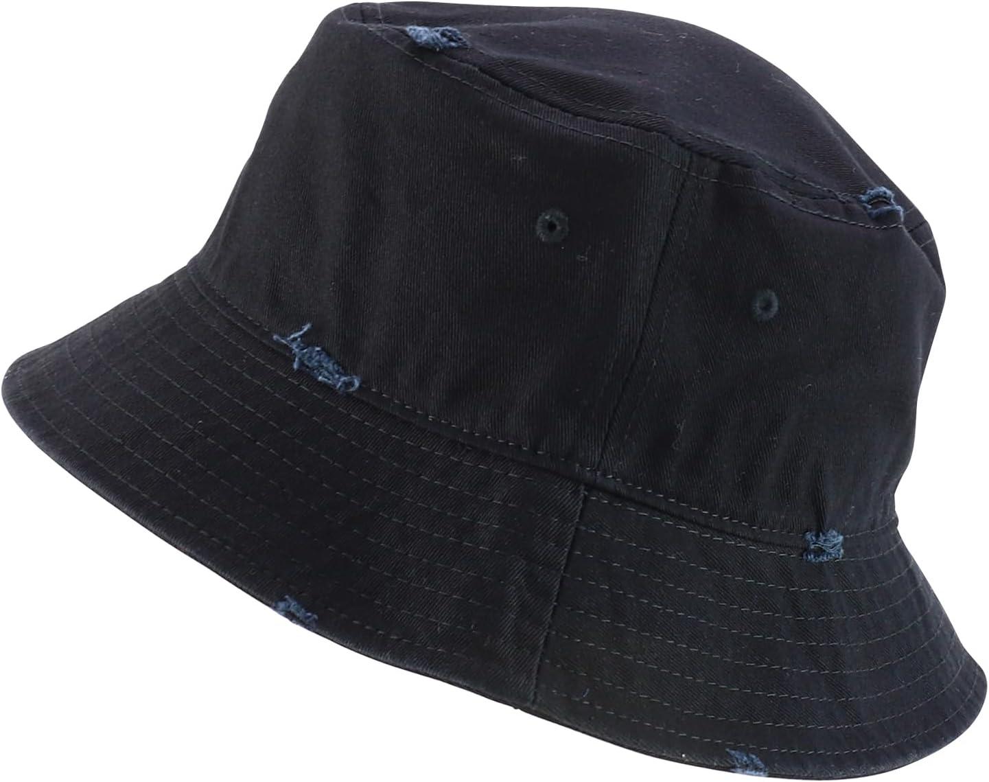 imageTrendy Apparel Shop Pigment Dyed Cotton Distressed Vintage Short Brim Bucket HatBlack