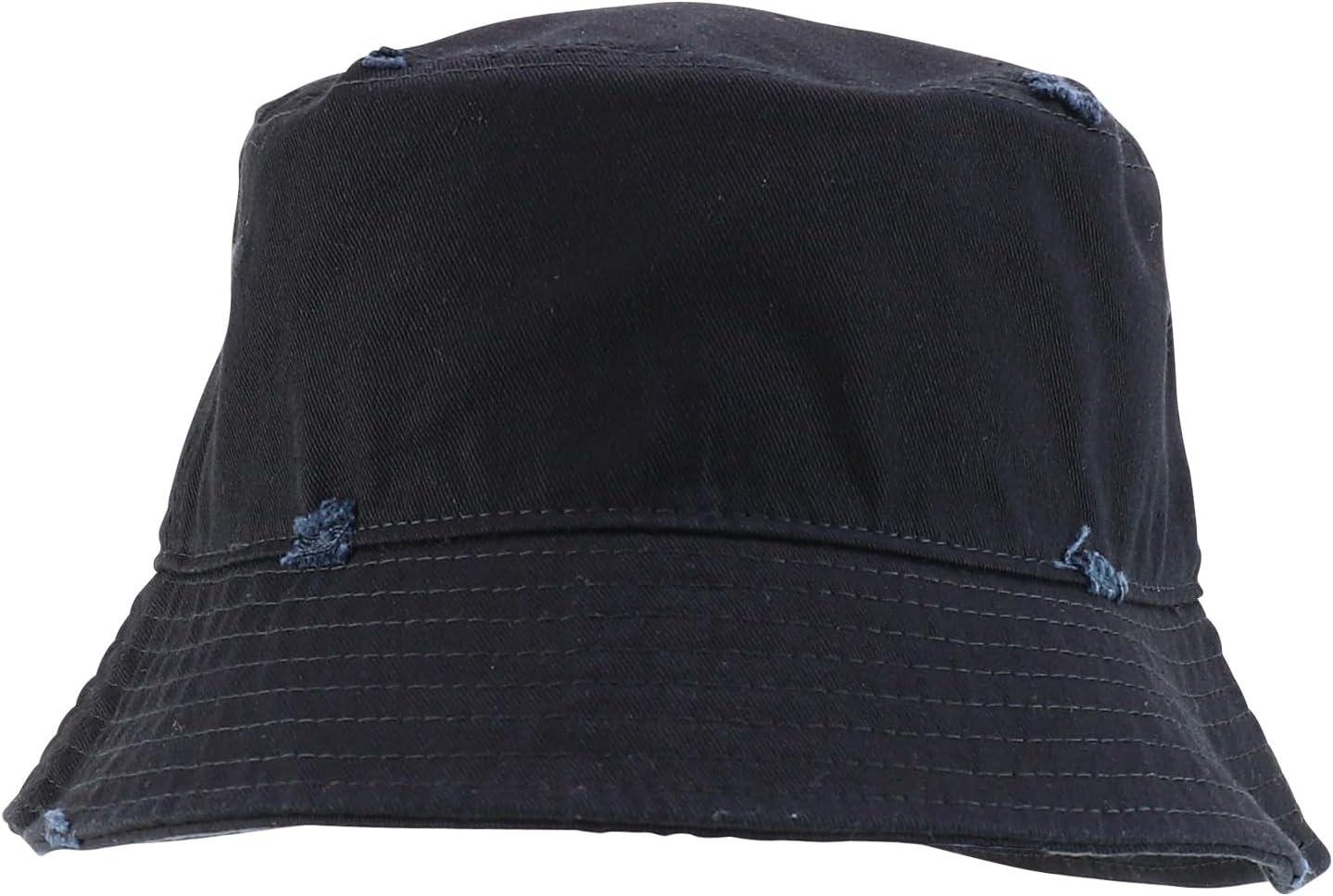 imageTrendy Apparel Shop Pigment Dyed Cotton Distressed Vintage Short Brim Bucket HatBlack