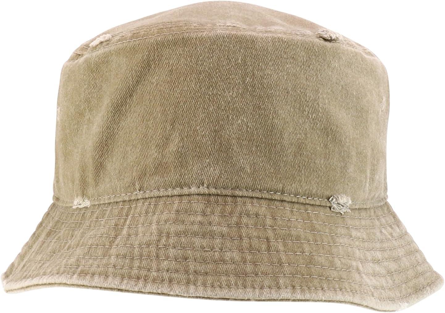 imageTrendy Apparel Shop Pigment Dyed Cotton Distressed Vintage Short Brim Bucket HatPigment Khaki