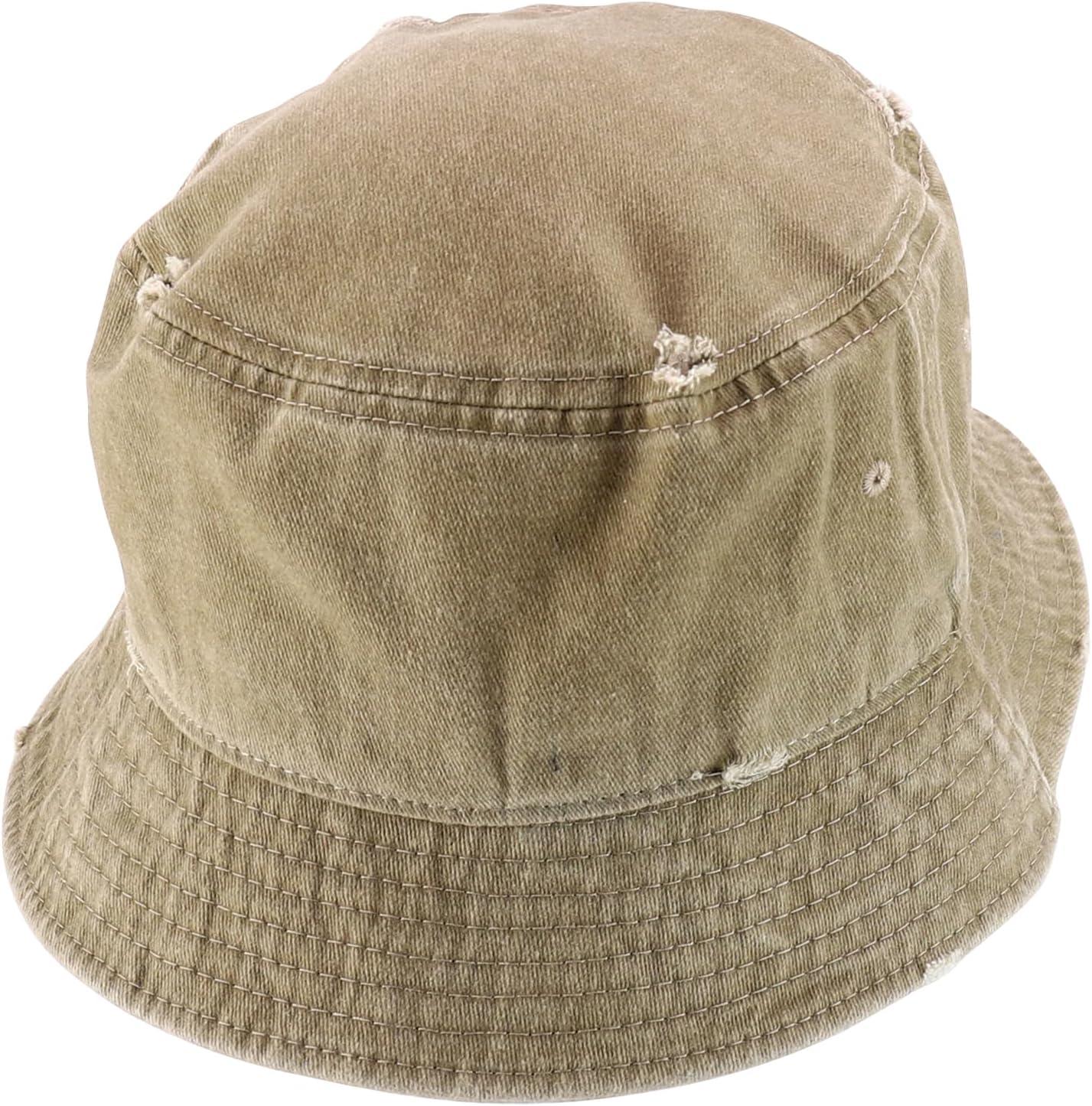 imageTrendy Apparel Shop Pigment Dyed Cotton Distressed Vintage Short Brim Bucket HatPigment Khaki