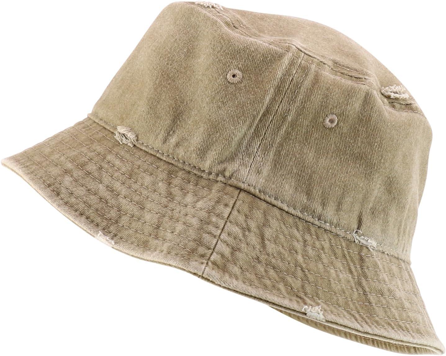 imageTrendy Apparel Shop Pigment Dyed Cotton Distressed Vintage Short Brim Bucket HatPigment Khaki