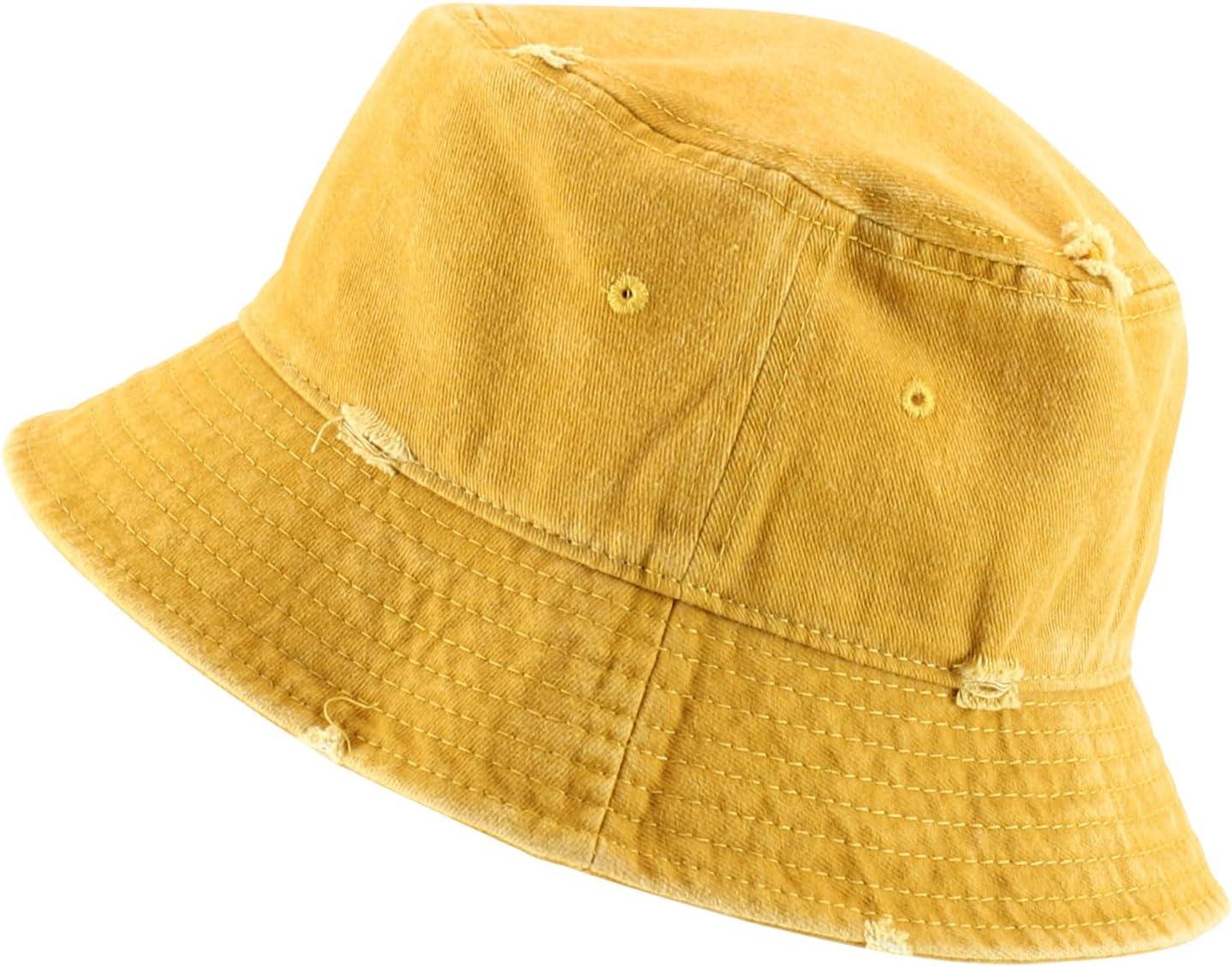 imageTrendy Apparel Shop Pigment Dyed Cotton Distressed Vintage Short Brim Bucket HatPigment Mango