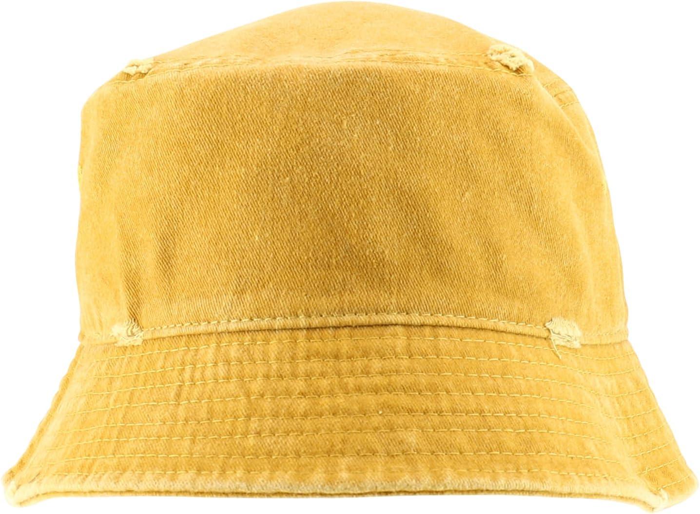 imageTrendy Apparel Shop Pigment Dyed Cotton Distressed Vintage Short Brim Bucket HatPigment Mango