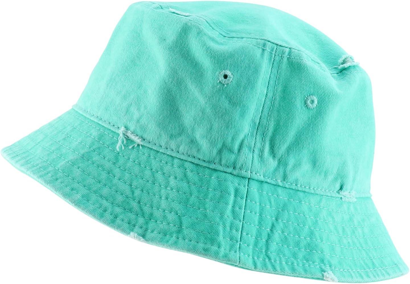 imageTrendy Apparel Shop Pigment Dyed Cotton Distressed Vintage Short Brim Bucket HatPigment Mint