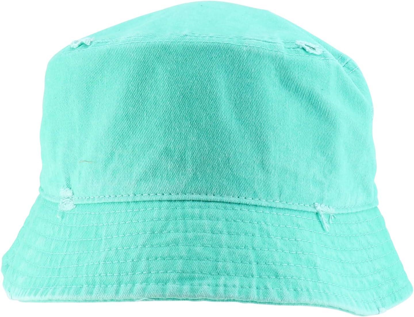 imageTrendy Apparel Shop Pigment Dyed Cotton Distressed Vintage Short Brim Bucket HatPigment Mint