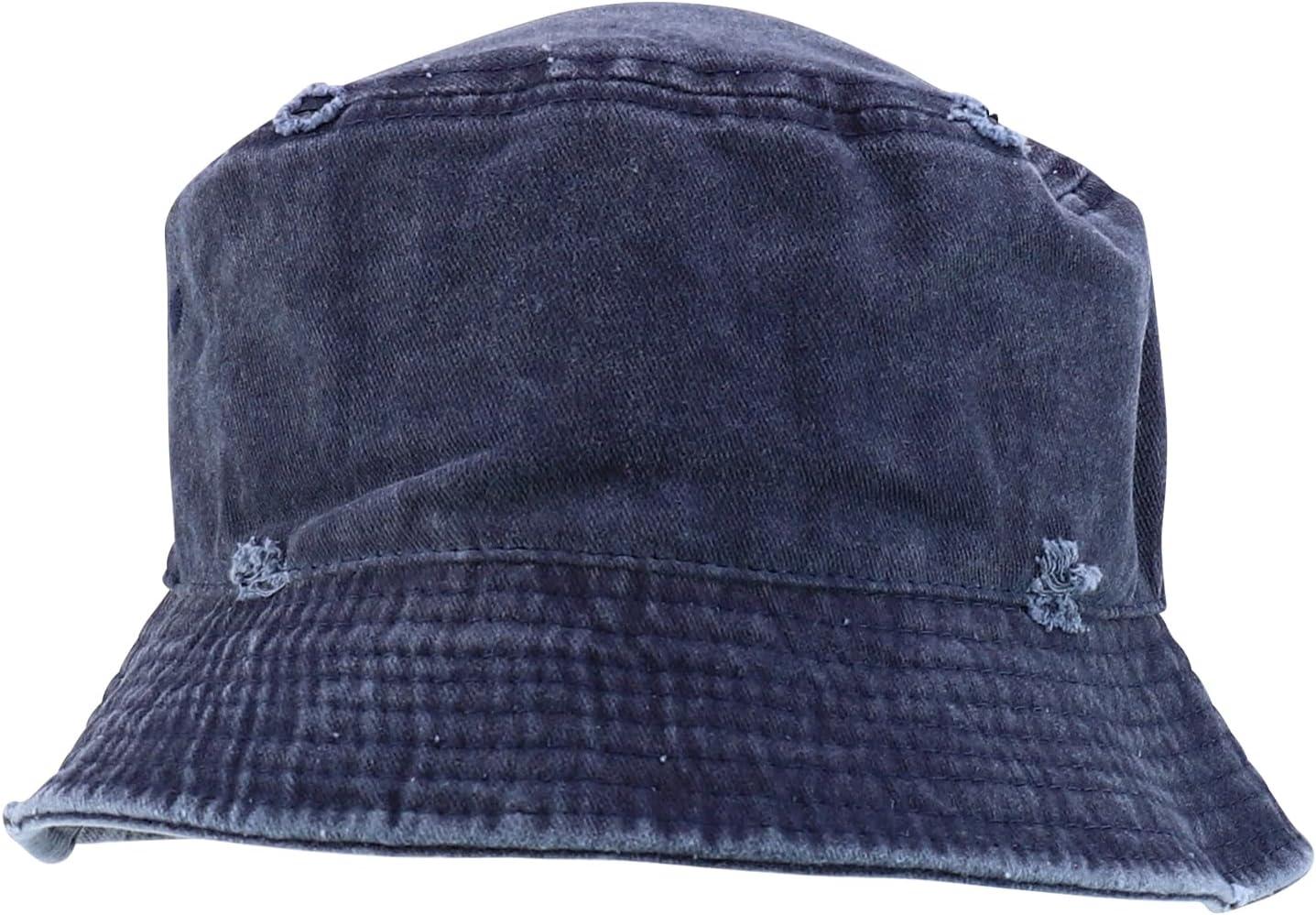 imageTrendy Apparel Shop Pigment Dyed Cotton Distressed Vintage Short Brim Bucket HatPigment Navy