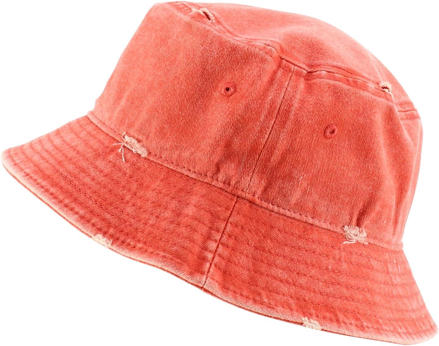imageTrendy Apparel Shop Pigment Dyed Cotton Distressed Vintage Short Brim Bucket HatPigment Orange