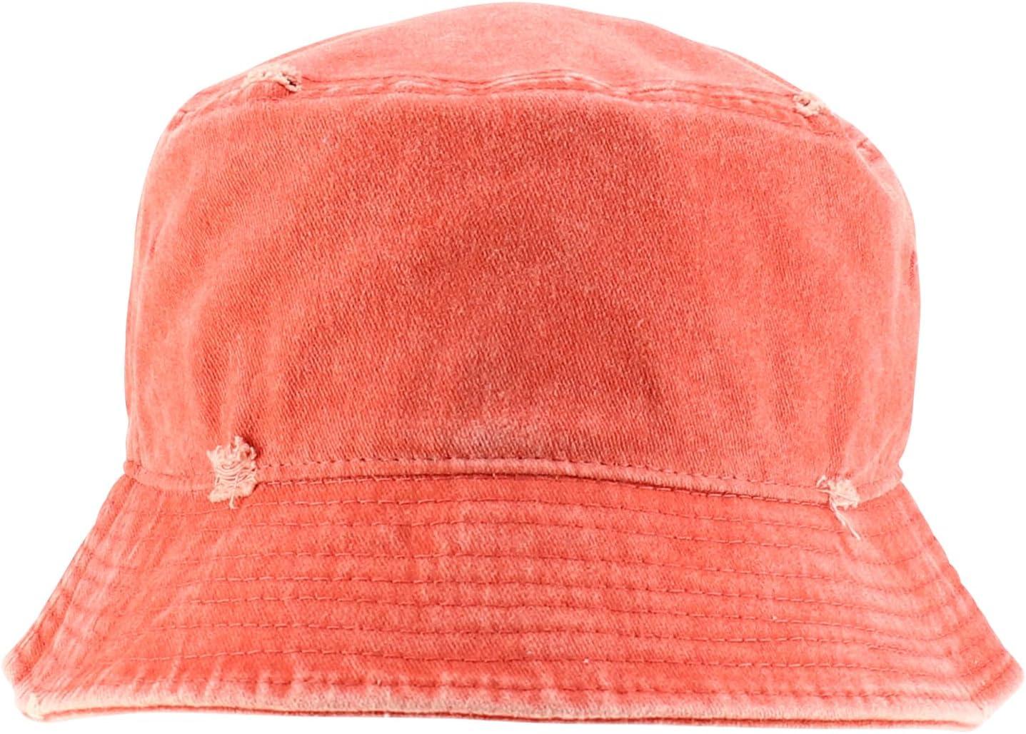 imageTrendy Apparel Shop Pigment Dyed Cotton Distressed Vintage Short Brim Bucket HatPigment Orange
