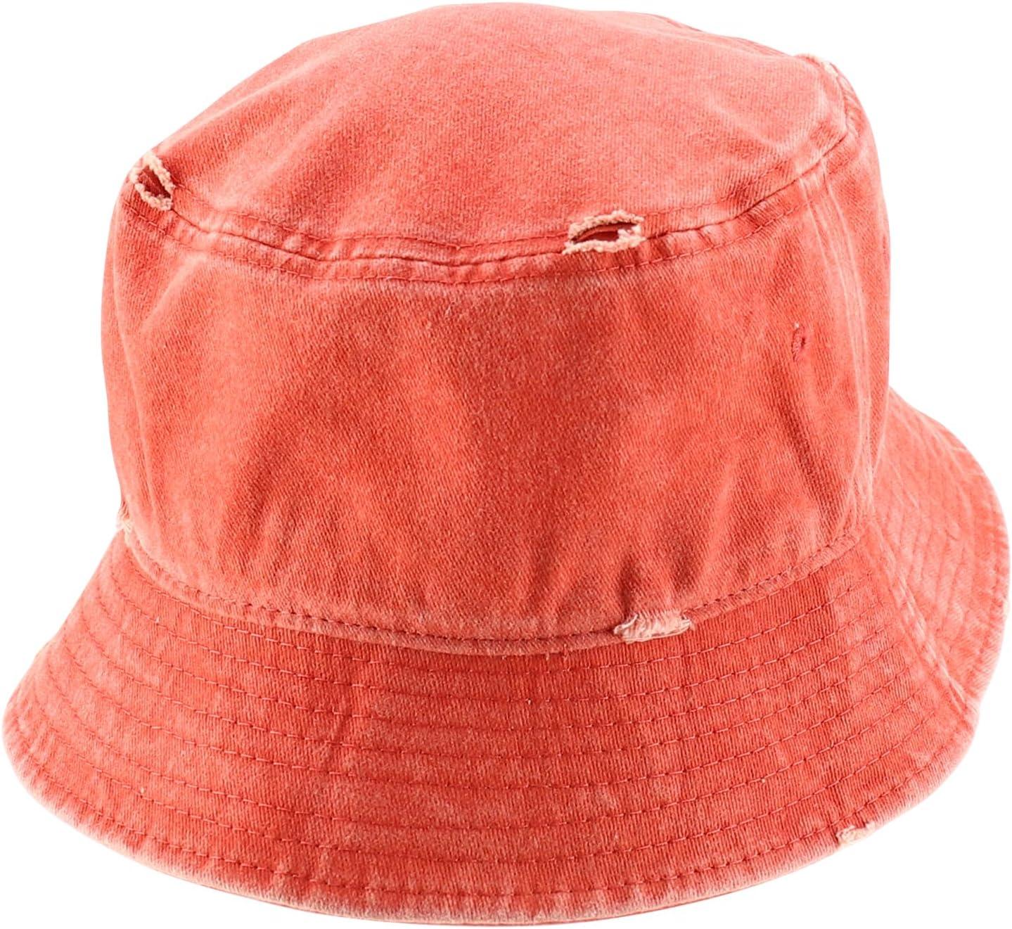 imageTrendy Apparel Shop Pigment Dyed Cotton Distressed Vintage Short Brim Bucket HatPigment Orange
