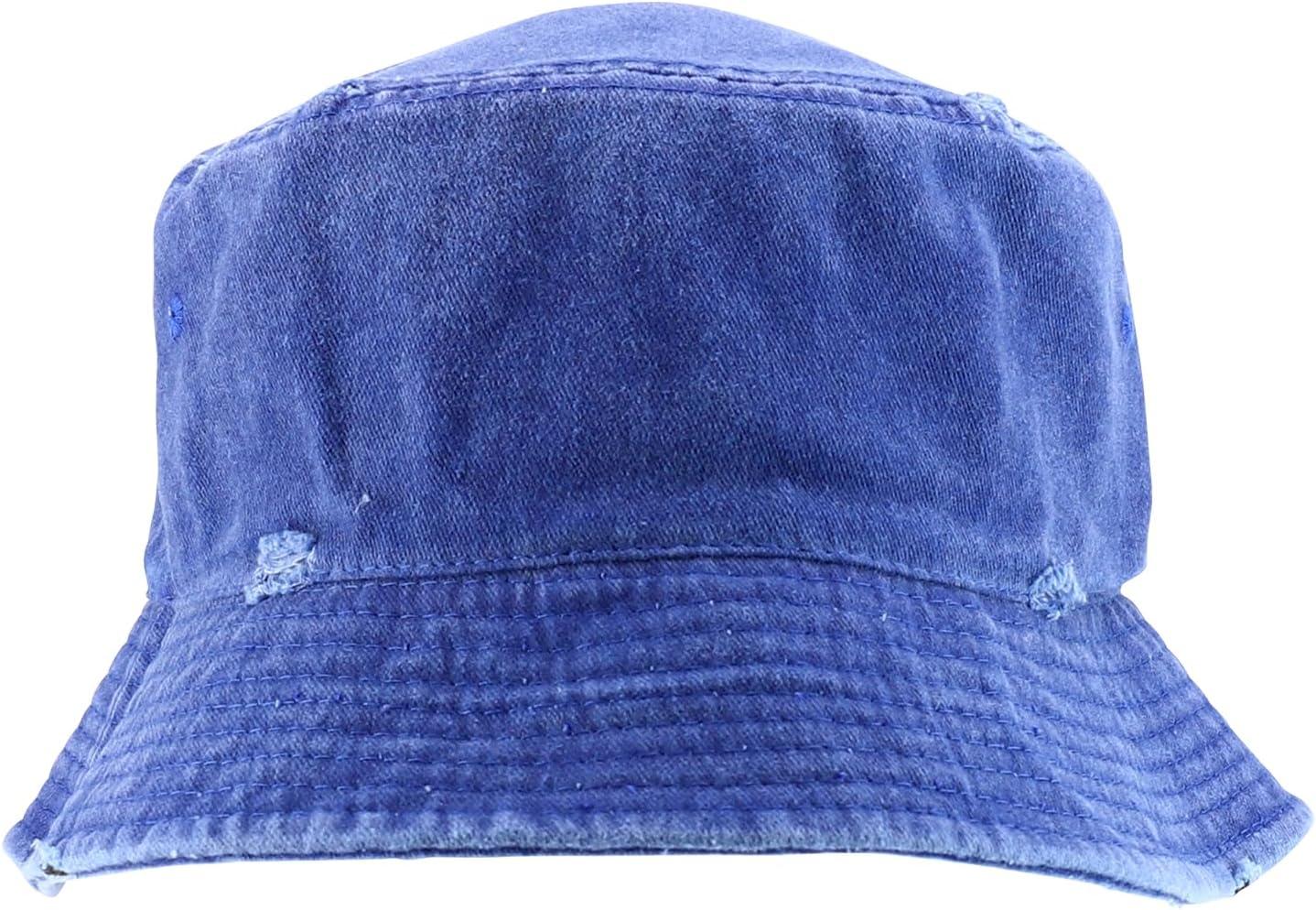 imageTrendy Apparel Shop Pigment Dyed Cotton Distressed Vintage Short Brim Bucket HatPigment Royal