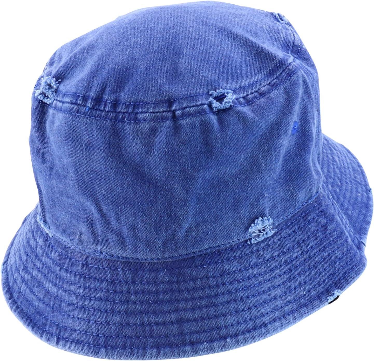imageTrendy Apparel Shop Pigment Dyed Cotton Distressed Vintage Short Brim Bucket HatPigment Royal