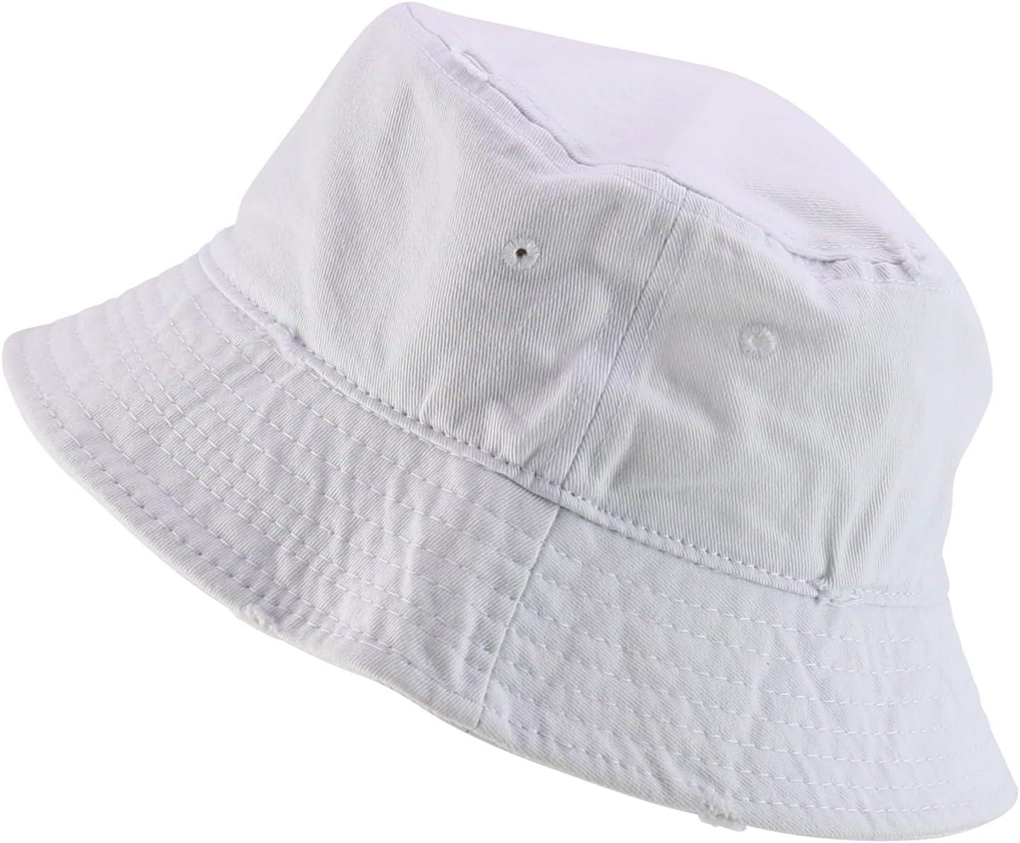 imageTrendy Apparel Shop Pigment Dyed Cotton Distressed Vintage Short Brim Bucket HatWhite