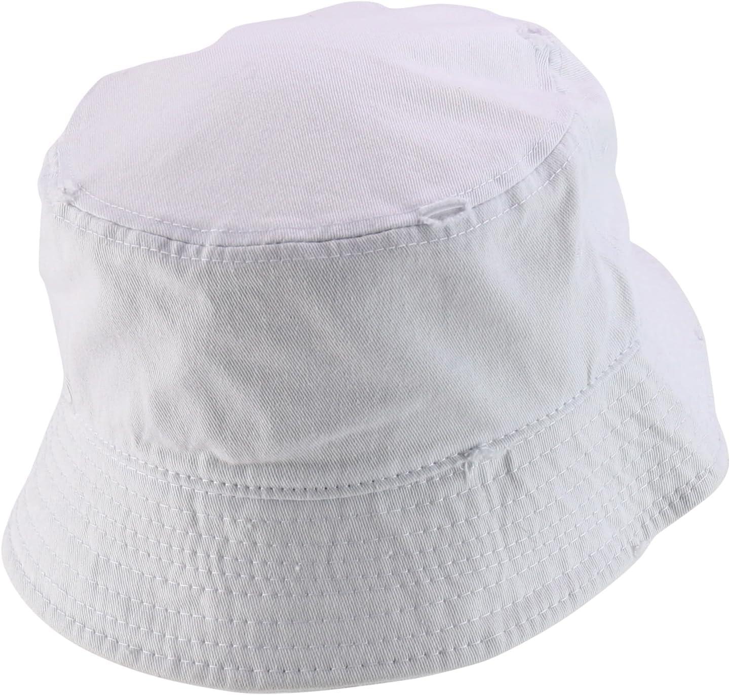 imageTrendy Apparel Shop Pigment Dyed Cotton Distressed Vintage Short Brim Bucket HatWhite