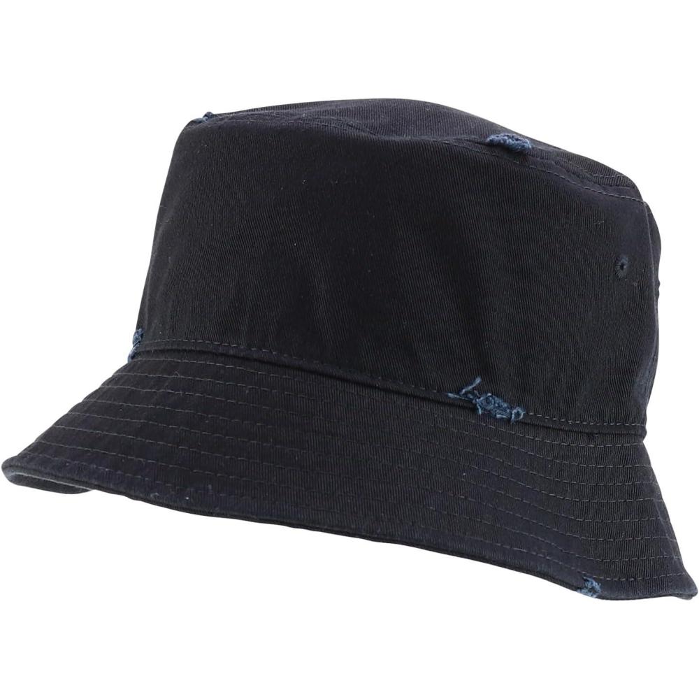 imageTrendy Apparel Shop Pigment Dyed Cotton Distressed Vintage Short Brim Bucket HatBlack