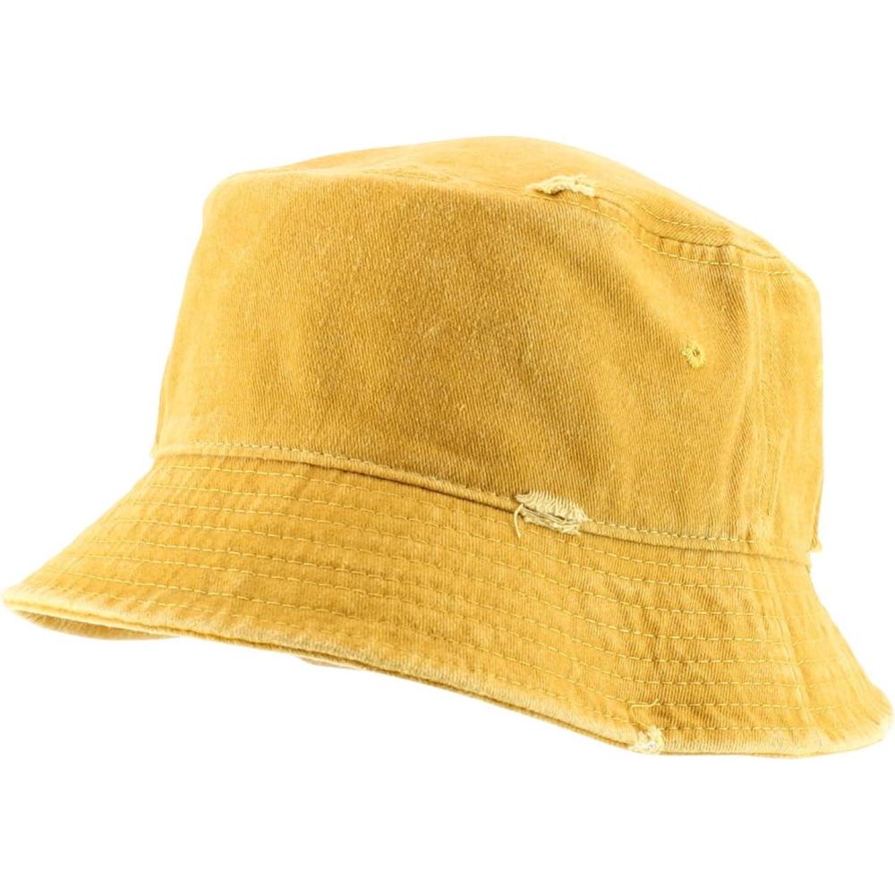 imageTrendy Apparel Shop Pigment Dyed Cotton Distressed Vintage Short Brim Bucket HatPigment Mango