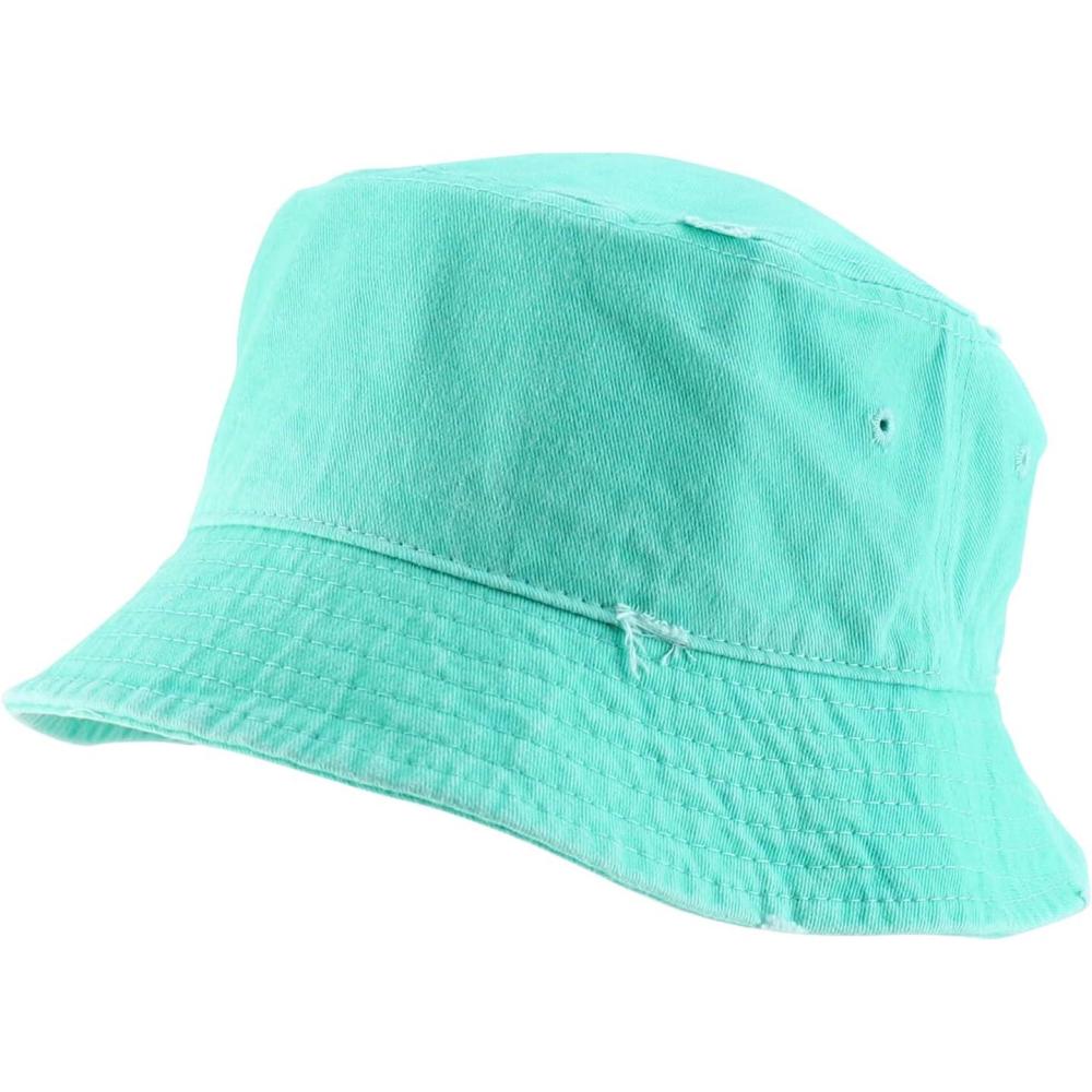 imageTrendy Apparel Shop Pigment Dyed Cotton Distressed Vintage Short Brim Bucket HatPigment Mint
