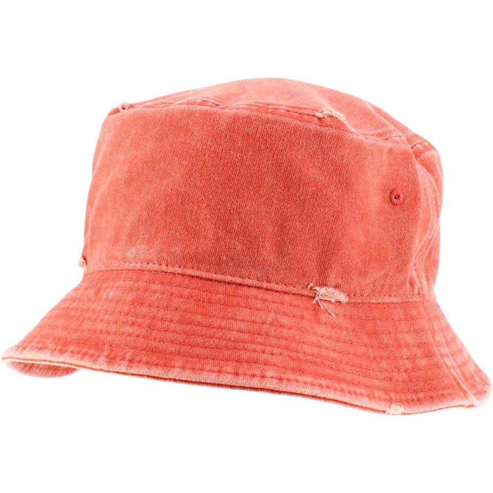 imageTrendy Apparel Shop Pigment Dyed Cotton Distressed Vintage Short Brim Bucket HatPigment Orange