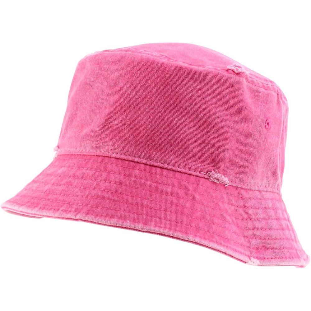 imageTrendy Apparel Shop Pigment Dyed Cotton Distressed Vintage Short Brim Bucket HatPigment Pink