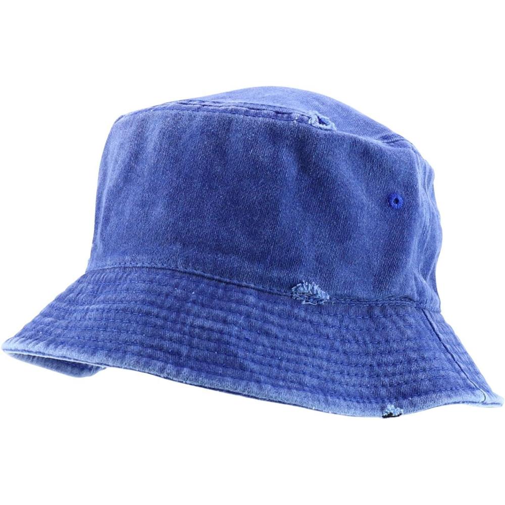 imageTrendy Apparel Shop Pigment Dyed Cotton Distressed Vintage Short Brim Bucket HatPigment Royal