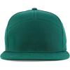 imageTrendy Apparel Shop 7 Panel Cotton Structured Flat Bill Camper Style Snapback CapDark Green