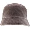 imageTrendy Apparel Shop Pigment Dyed Cotton Distressed Vintage Short Brim Bucket HatPigment Brown
