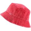 imageTrendy Apparel Shop Pigment Dyed Cotton Distressed Vintage Short Brim Bucket HatPigment Red