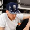 imageTrendy Apparel Shop Skull Bandana Embroidered Paisley Print Flatbill CapGrey