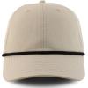 imageTrendy Apparel Shop Unstructured 6 Panel Rope Trim Cotton Ripstop Ball CapKhaki