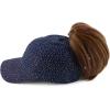 imageTrendy Apparel Shop Womens Unstructured Fashion Printed Ponytail Baseball CapNavy White Polka Dots