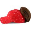 imageTrendy Apparel Shop Womens Unstructured Fashion Printed Ponytail Baseball CapRed White Stars