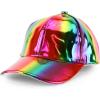 imageTrendy Apparel Shop Metallic Shiny Reflective Snapback Baseball CapRainbow