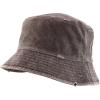 imageTrendy Apparel Shop Pigment Dyed Cotton Distressed Vintage Short Brim Bucket HatPigment Brown