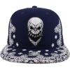 imageTrendy Apparel Shop Skull Bandana Embroidered Paisley Print Flatbill CapNavy