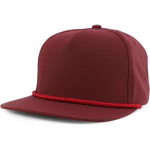 imageTrendy Apparel Shop 5 Panel Hybrid Perforated Rope Flatbill Snapback CapBurgundy