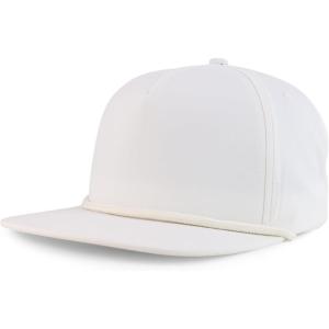 imageTrendy Apparel Shop 5 Panel Hybrid Perforated Rope Flatbill Snapback CapWhite