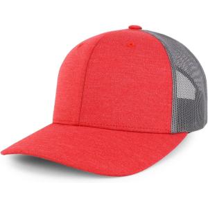 imageTrendy Apparel Shop 6 Panel Sonic Heather Trucker Baseball CapRed Heather Grey
