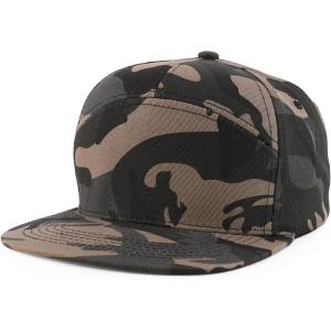 imageTrendy Apparel Shop 7 Panel Cotton Structured Flat Bill Camper Style Snapback CapBlack Camo
