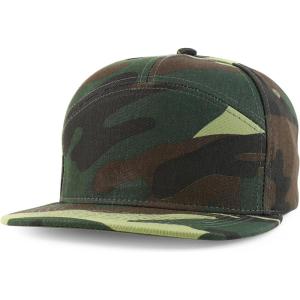 imageTrendy Apparel Shop 7 Panel Cotton Structured Flat Bill Camper Style Snapback CapCamo