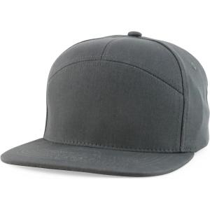 imageTrendy Apparel Shop 7 Panel Cotton Structured Flat Bill Camper Style Snapback CapDark Grey