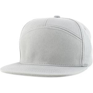 imageTrendy Apparel Shop 7 Panel Cotton Structured Flat Bill Camper Style Snapback CapLight Grey