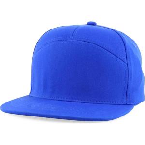 imageTrendy Apparel Shop 7 Panel Cotton Structured Flat Bill Camper Style Snapback CapRoyal
