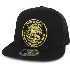 imageTrendy Apparel Shop City of Mexico Eagle Embroidered Flatbill Trucker Mesh CapDurango Black