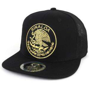 imageTrendy Apparel Shop City of Mexico Eagle Embroidered Flatbill Trucker Mesh CapSinaloa