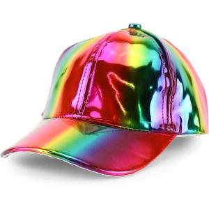 imageTrendy Apparel Shop Metallic Shiny Reflective Snapback Baseball CapRainbow