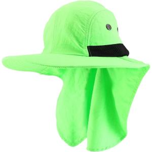 imageTrendy Apparel Shop Outdoor Lightweight Sun Protection Wide Brim Cap with Neck FlapNeon Green